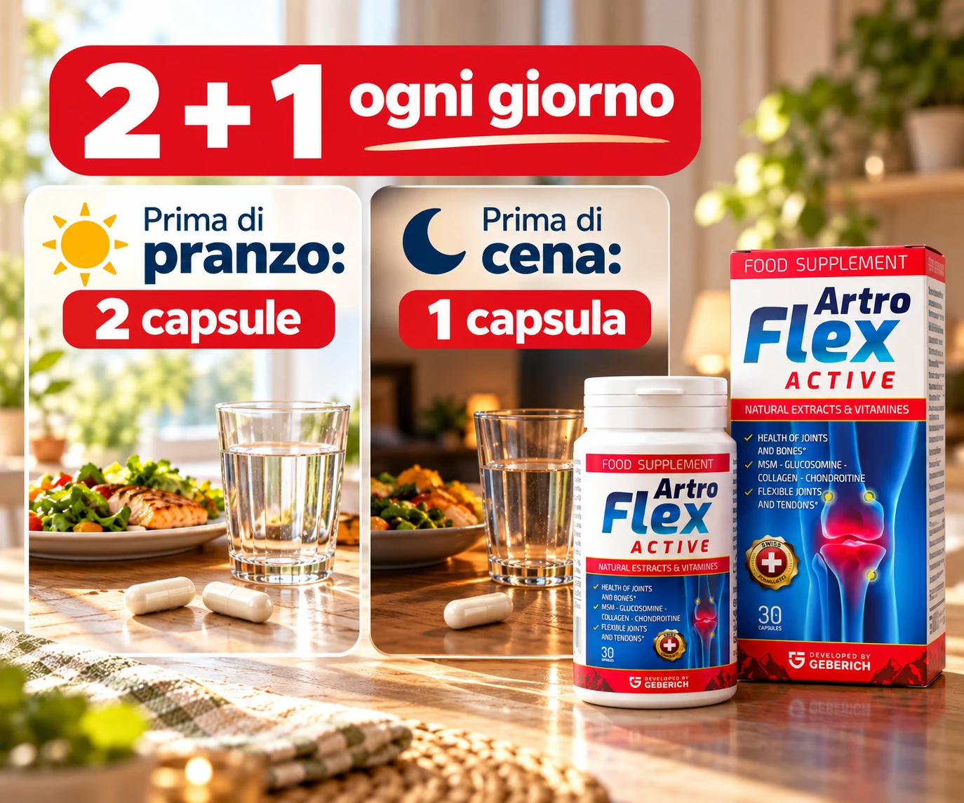 Modo d'uso: 2 capsule prima di pranzo e 1 capsula prima di cena